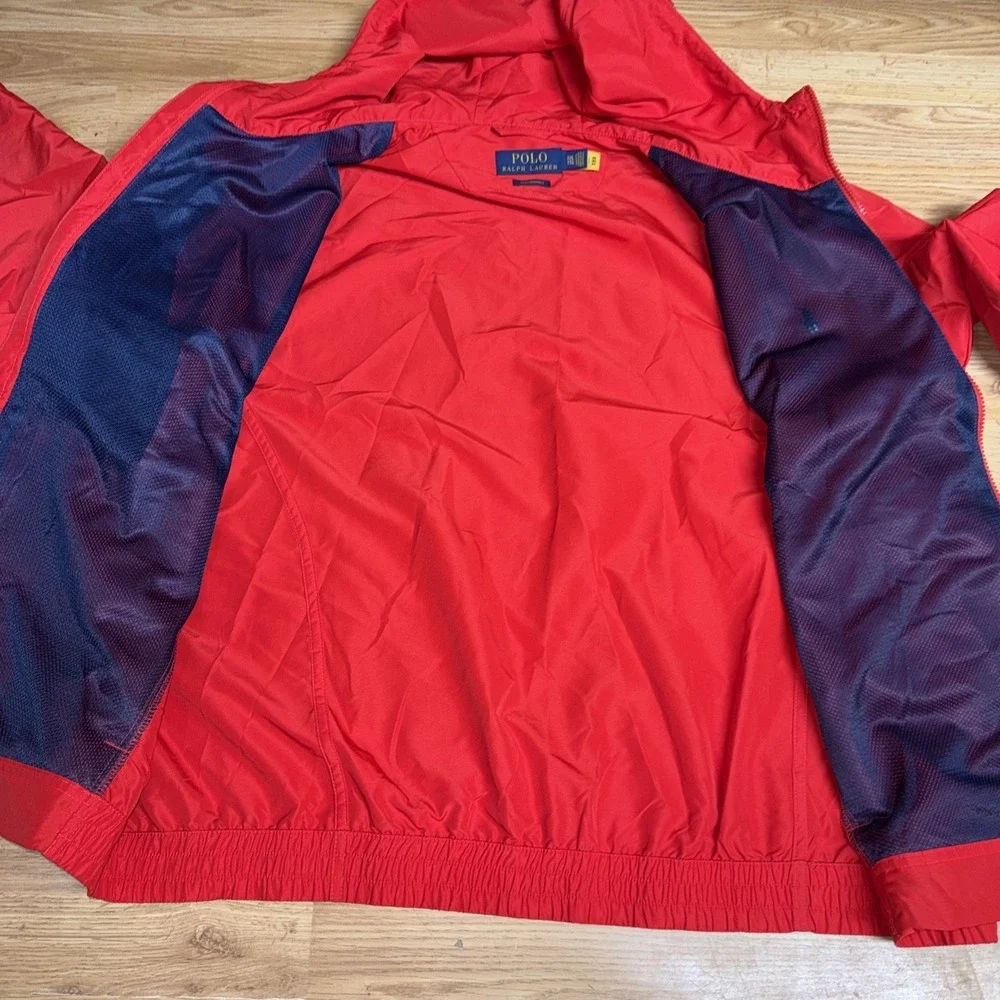 Polo Ralph Lauren Red Packable Water-Repellent Hooded Performance Jacket Men 2XL